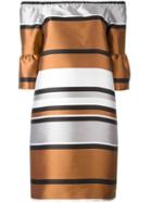Blugirl Ruffled Sleeve Metallic Dress, Women's, Size: 46, Brown, Polyester