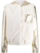 Furs66 Panel Hooded Bomber Jacket, Women's, Size: 38, White, Leather/lamb Fur