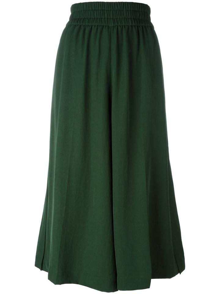 Acne Studios Wide-leg Pleated Trousers, Women's, Size: 34, Green, Cotton/triacetate/viscose