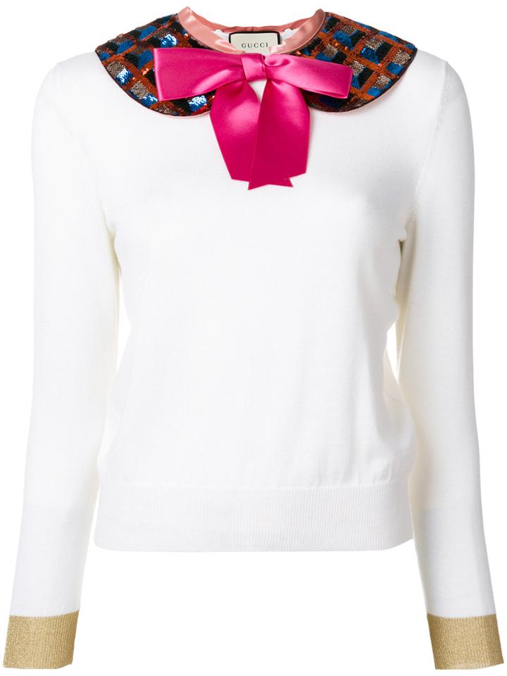 Gucci Knit Top With Detachable Collar - Nude & Neutrals