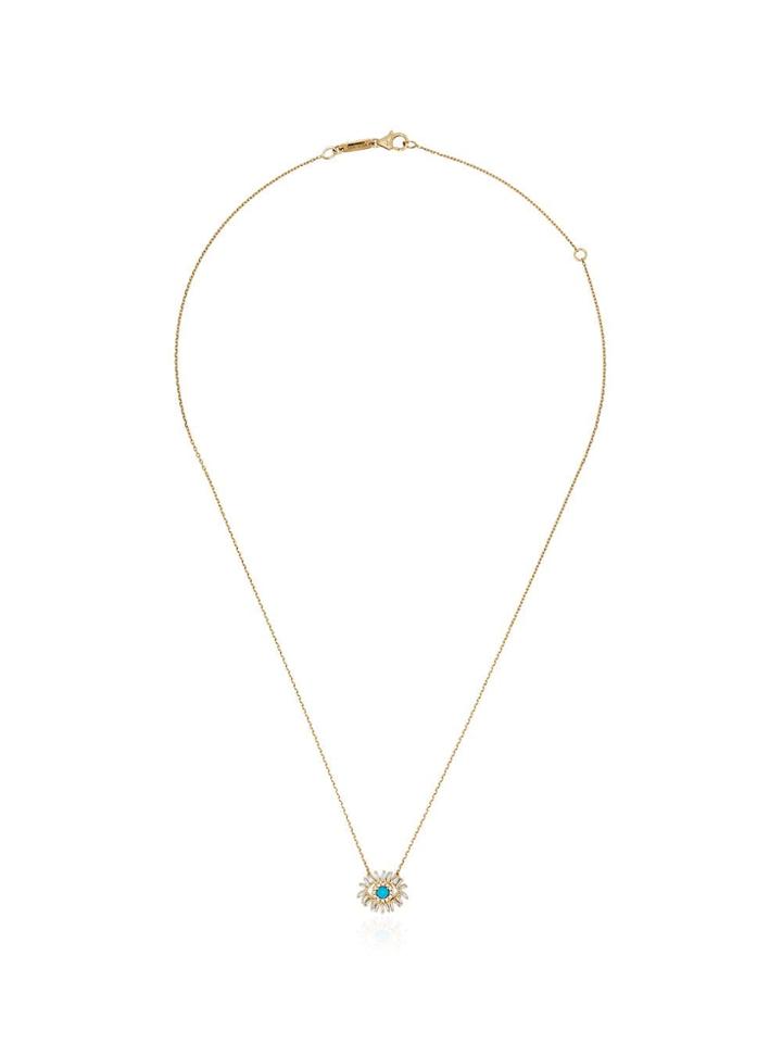 Suzanne Kalan 18kt Gold Turquoise Evil Eye Diamond Necklace - Black