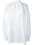 Ermanno Scervino - Tied Neck Sheer Shirt - Women - Cotton - 38, Women's, White, Cotton