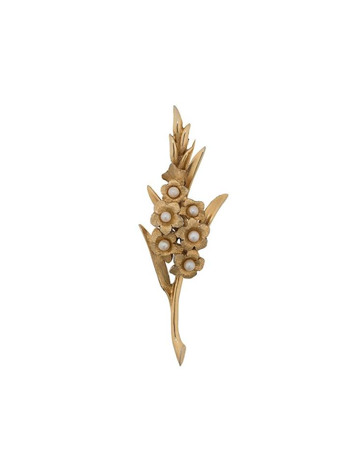 Susan Caplan Vintage 1960's Floral Branch Brooch - Gold