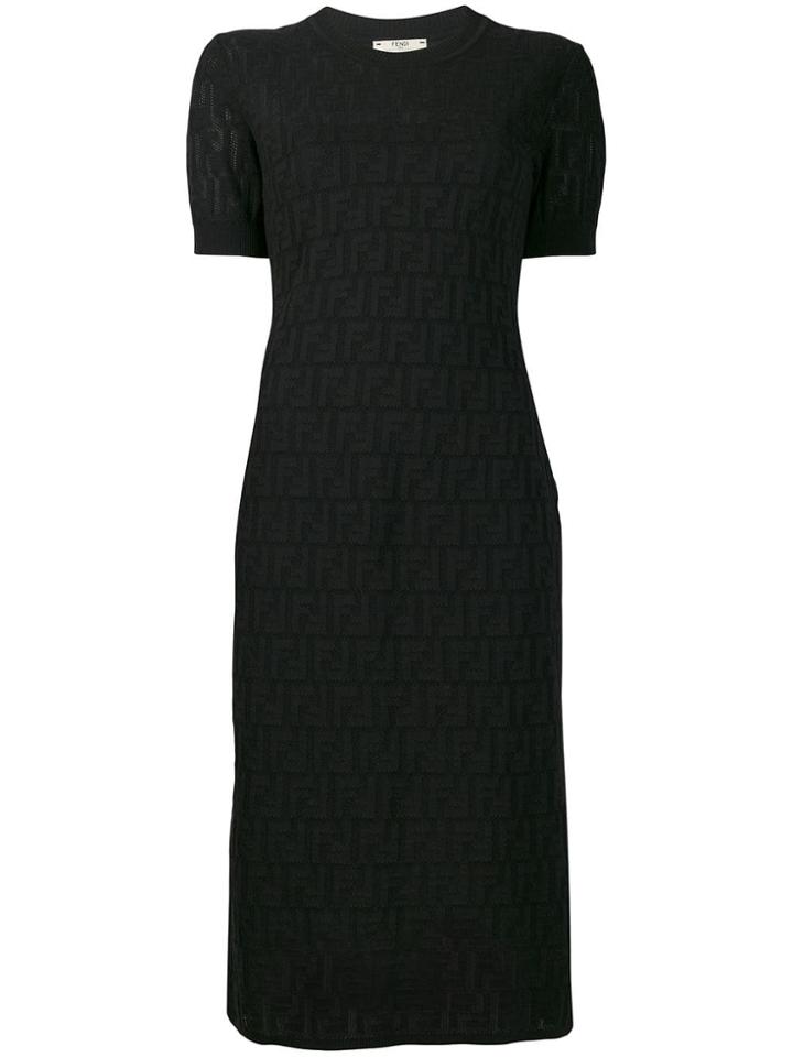 Fendi Loungette Logo Pattern Dress - Black