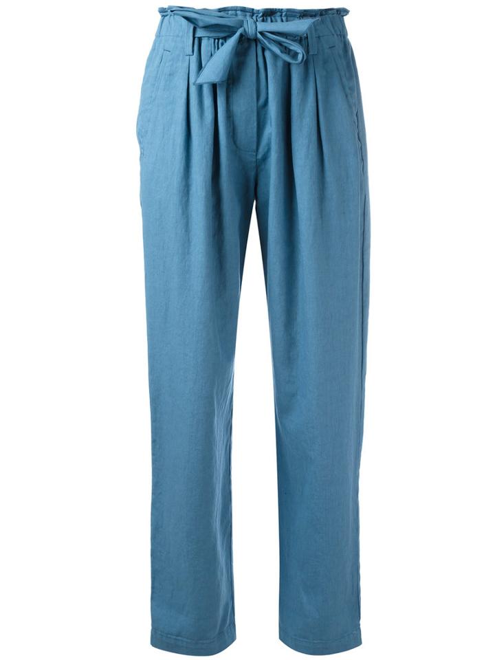 Forte Forte Drawstring Flared Pants, Women's, Size: 3, Blue, Cotton/linen/flax