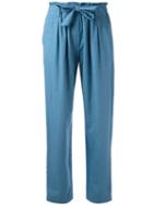 Forte Forte Drawstring Flared Pants, Women's, Size: 3, Blue, Cotton/linen/flax