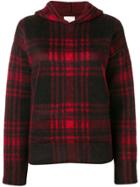 Laneus Checked Hooded Jumper - Red