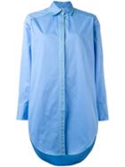 Msgm Long Button-up Shirt, Women's, Size: 40, Blue, Cotton