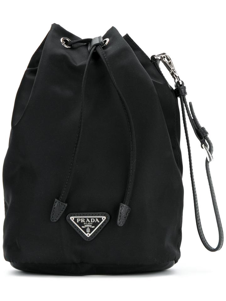 Prada Nylon Wristlet Duffle Tote - Black