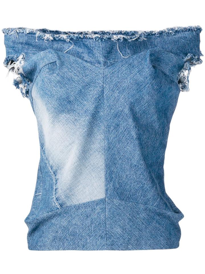 Junya Watanabe Off The Shoulder Denim Top - Blue