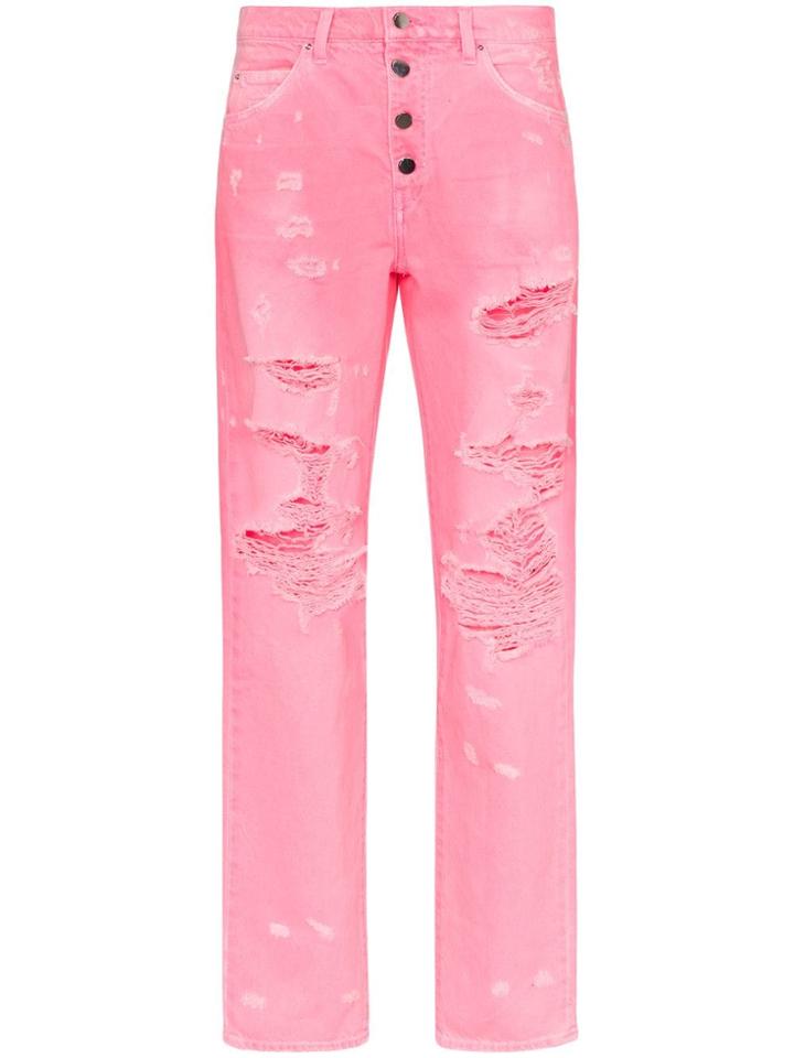 Amiri High-waisted Button Down Straight Leg Jeans - Pink