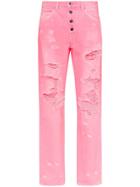Amiri High-waisted Button Down Straight Leg Jeans - Pink
