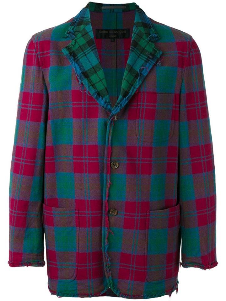 Comme Des Garçons Pre-owned Tartan Single Breasted Blazer - Green