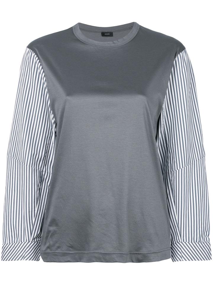 Joseph Striped Sleeve Blouse - Grey