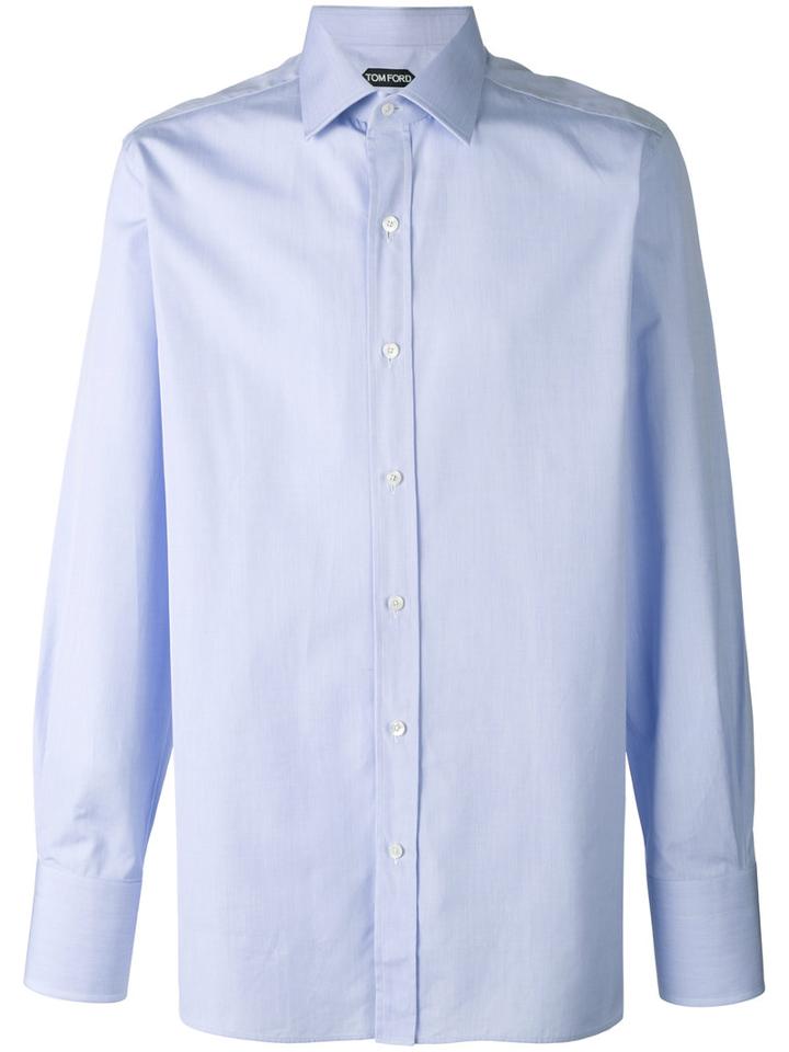 Tom Ford Classic Long Sleeve Shirt, Men's, Size: 41, Blue, Cotton