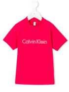 Calvin Klein Kids Logo Rash Guard Top, Pink/purple