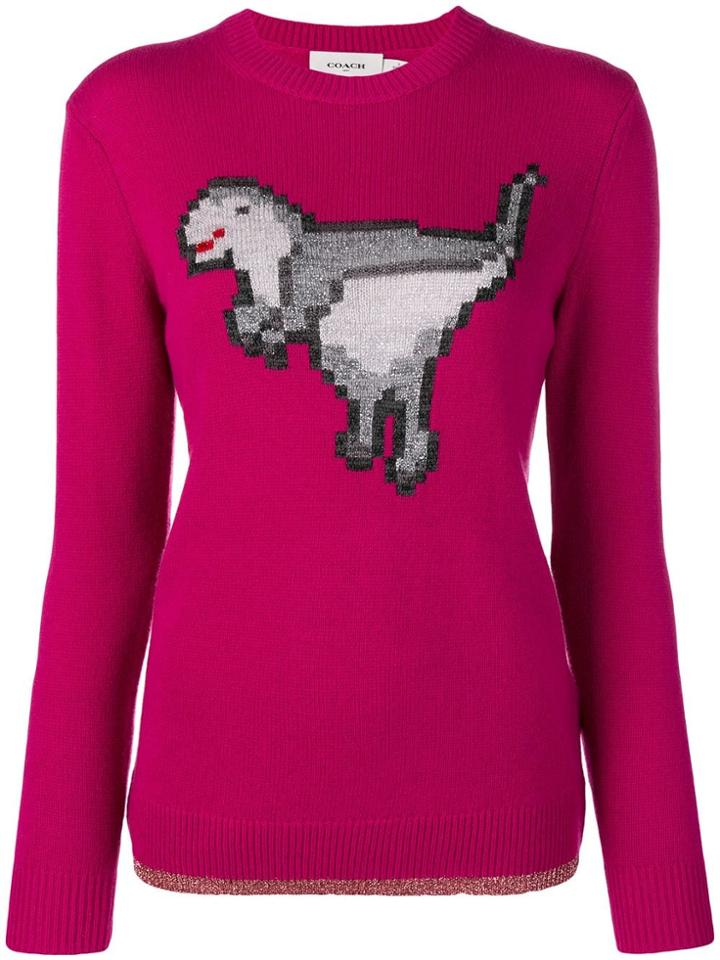 Coach Dinosaur Knitted Jumper - Pink
