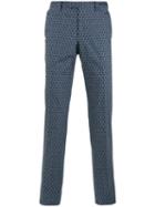 Pt01 Geometric Pattern Slim-fit Trousers, Men's, Size: 50, Blue, Cotton
