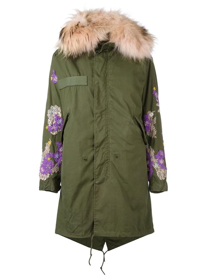 Night Market Floral Patches Parka Coat