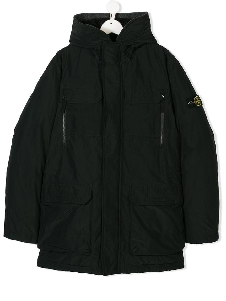 Stone Island Junior Padded Hooded Jacket - Black