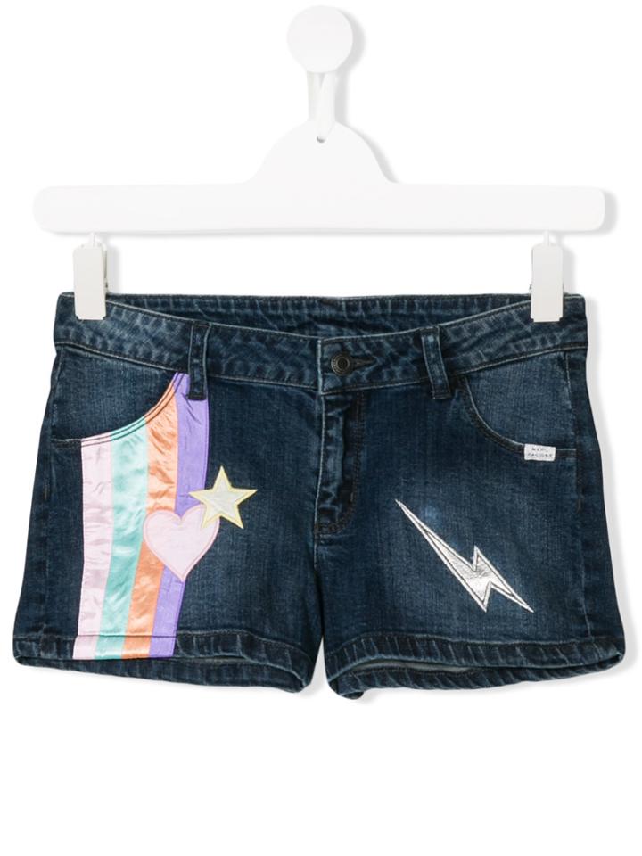Little Marc Jacobs Embroidered Denim Shorts - Blue