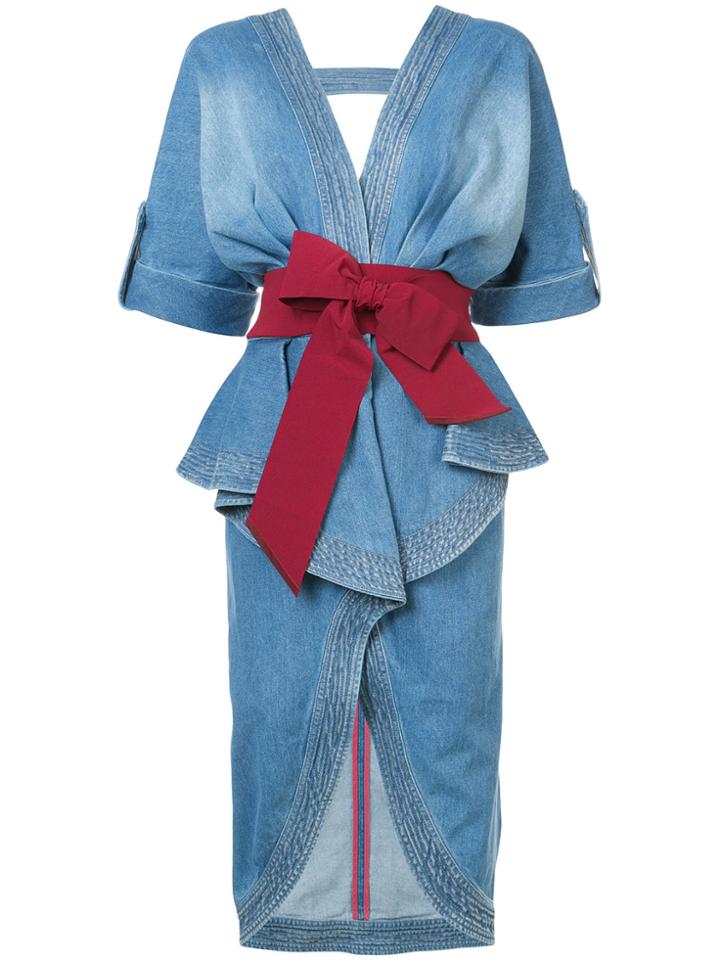 Johanna Ortiz Denim Belted Coat - Blue