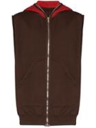 Rick Owens Drkshdw Contrast Detail Sleeveless Hoodie - Brown