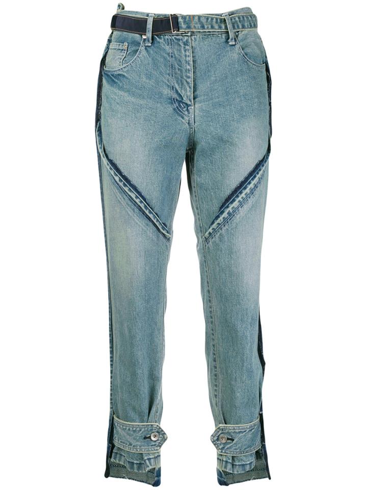 Sacai Buckle Cropped Jeans - Blue