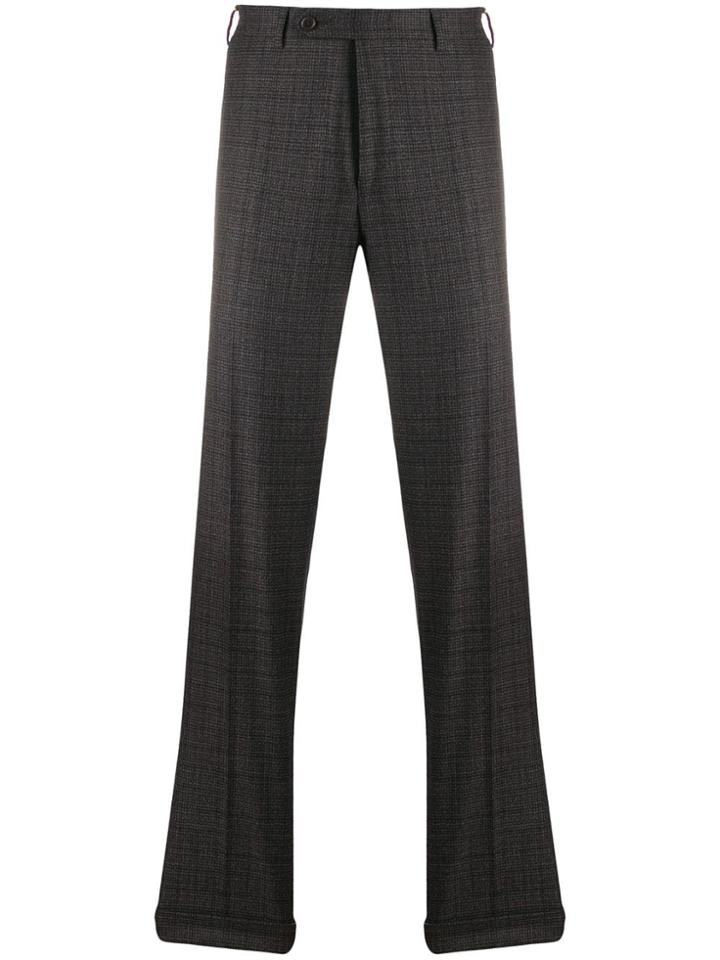 Canali Check Trousers - Brown
