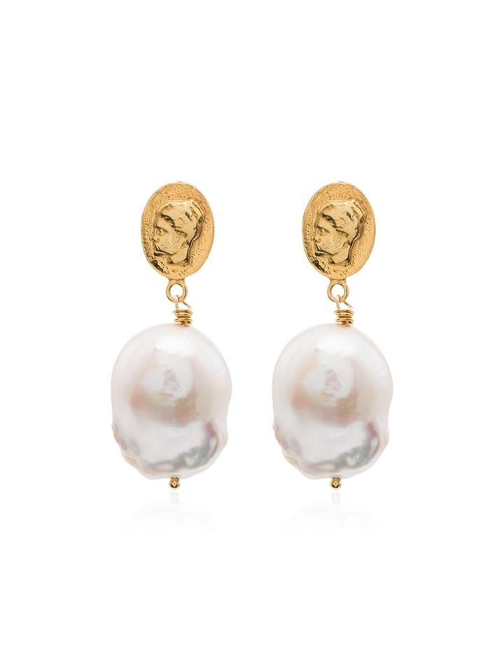 Hermina Athens Hygieia Pearl Drop Earring - Gold