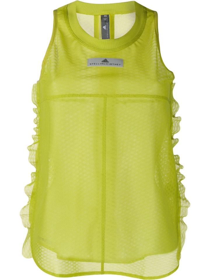 Adidas By Stella Mccartney Ruffled Performance Top - Green