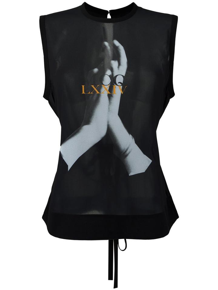 Mcq Alexander Mcqueen - Mesh Overlay Sleeveless Top - Women - Polyester - 42, Black, Polyester