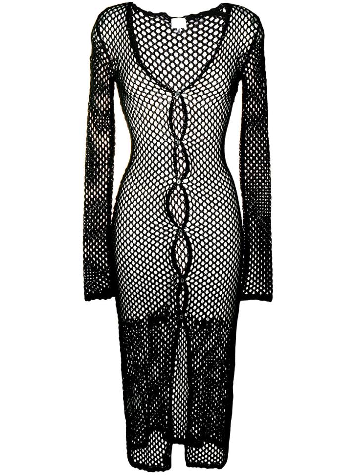 Dolce & Gabbana Vintage Open Knit Midi Top - Black