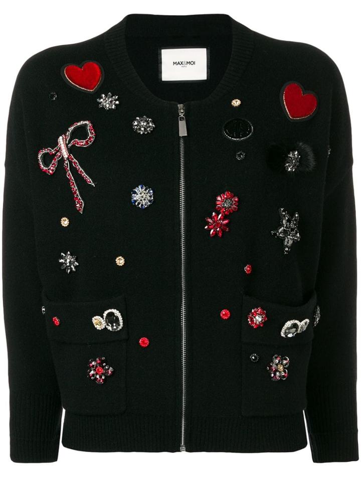 Max & Moi Crystal Embellished Cardigan - Black