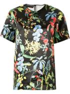Rochas - Floral Print T-shirt - Women - Polyester - 42, Black, Polyester