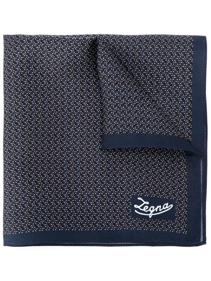 Ermenegildo Zegna Logo Embroidered Scarf - Blue