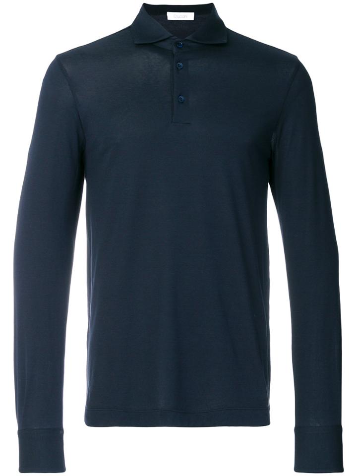 Cruciani Long Sleeve Polo Shirt - Blue