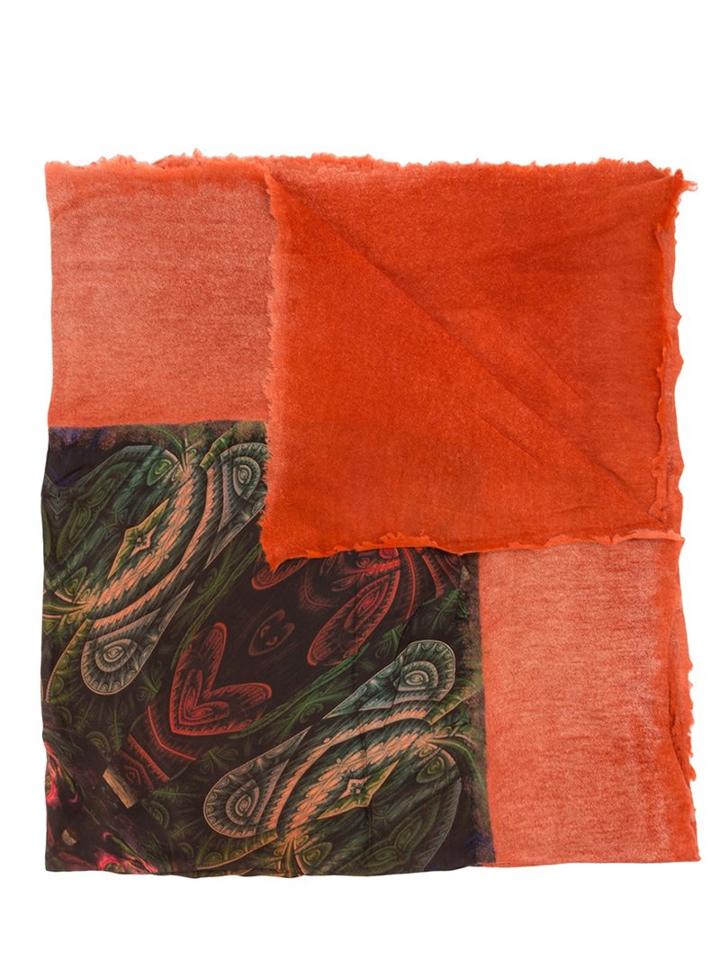 Avant Toi Paisley Print Scarf, Women's, Yellow/orange, Silk/cashmere