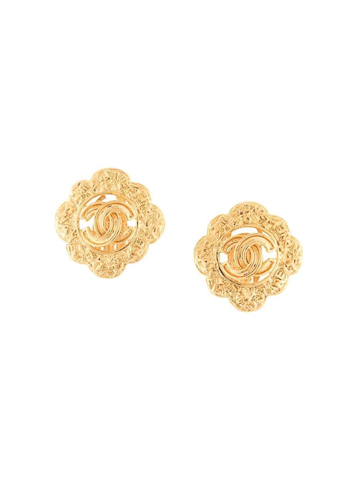 Chanel Pre-owned Cut-out Cc Flower Earrings - Gold