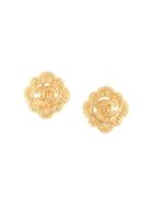 Chanel Pre-owned Cut-out Cc Flower Earrings - Gold