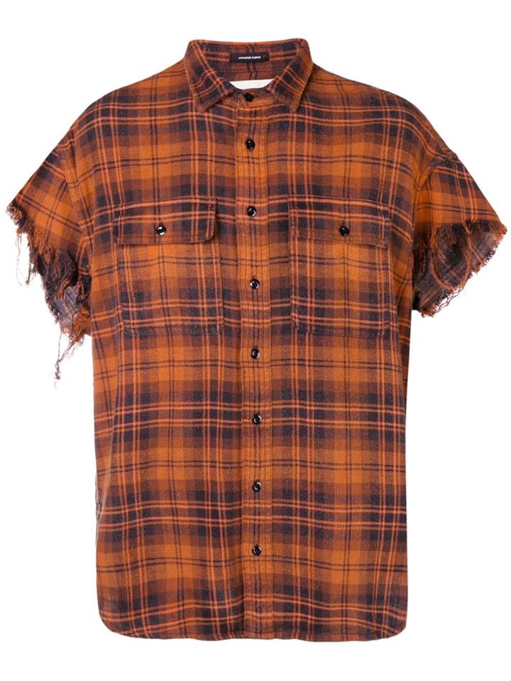 R13 Checked Short Sleeve Shirt - Yellow & Orange