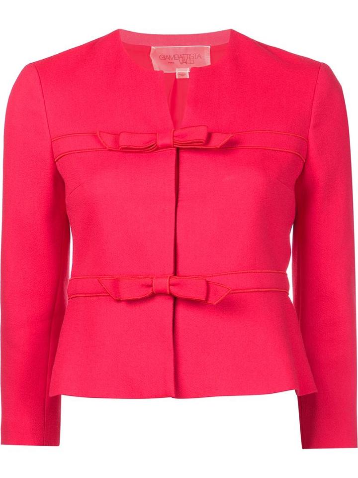 Giambattista Valli Bow Detail Jacket, Women's, Size: 38, Red, Cotton/viscose/polyamide