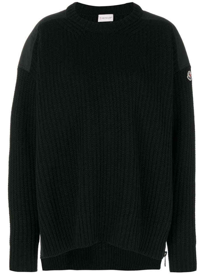 Moncler Ribbed Knitted Sweater - Black