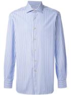 Kiton Striped Shirt, Men's, Size: 43, Blue, Cotton