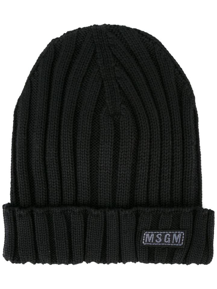 Msgm Kids Ribbed Beanie, Boy's, Black