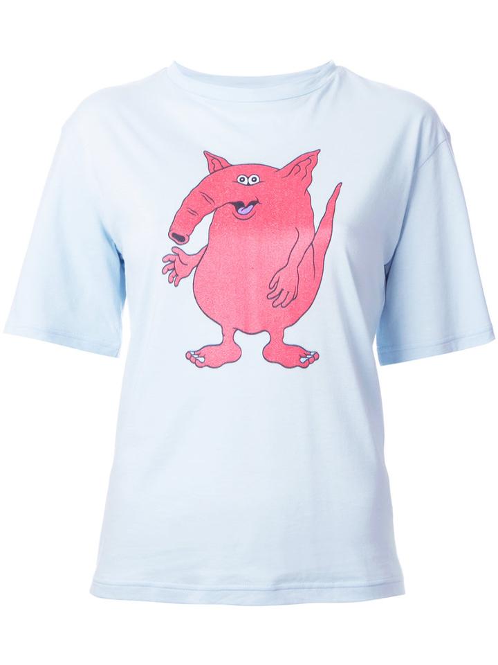 G.v.g.v. Cartoon Print T-shirt, Women's, Size: Xs, Blue, Cotton/lyocell