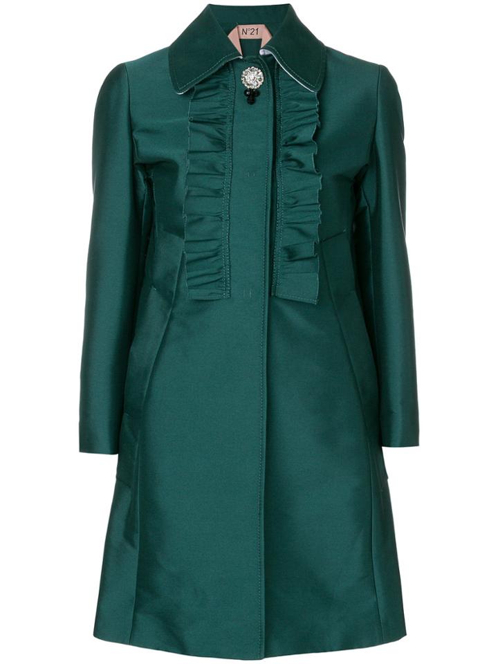 No21 Ruffle Panel Coat - Green