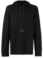 Helmut Lang Torn Logo Knit Hoodie - Black