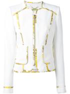 Versace Jeans - Printed Trim Jacket - Women - Polyester/spandex/elastane - 42, White, Polyester/spandex/elastane