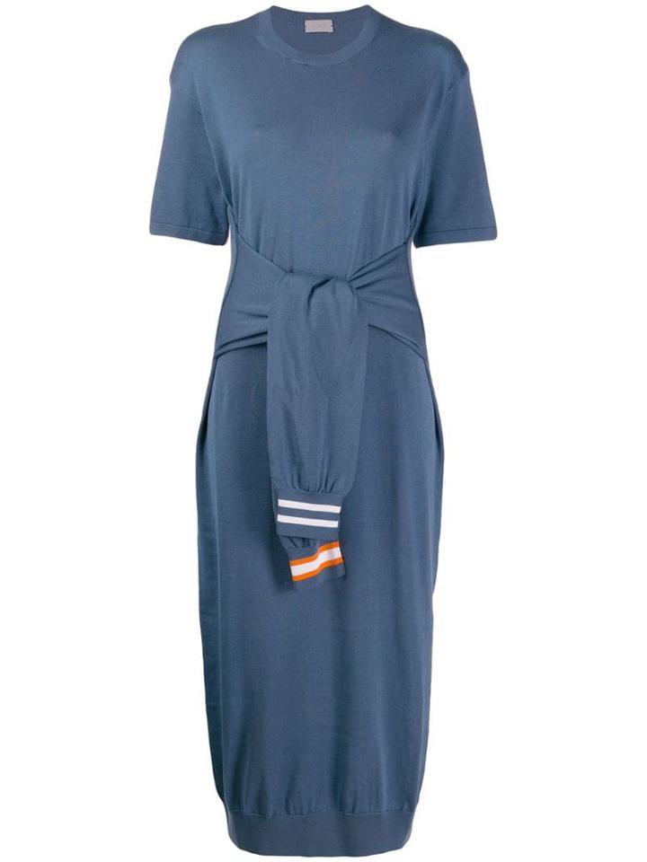 Mrz Tie Front T-shirt Midi Dress - Blue